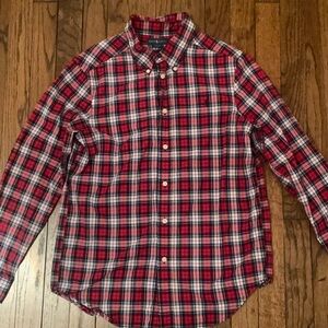 Boys Polo Ralph Lauren Red and White Plaid Button Down Shirt size L 14-16